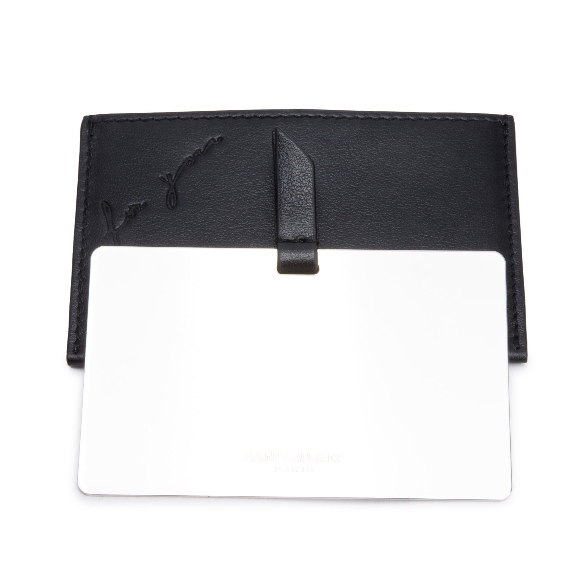 YSL Saint Laurent Calfskin For You Holder With Travel Bag Leather Black