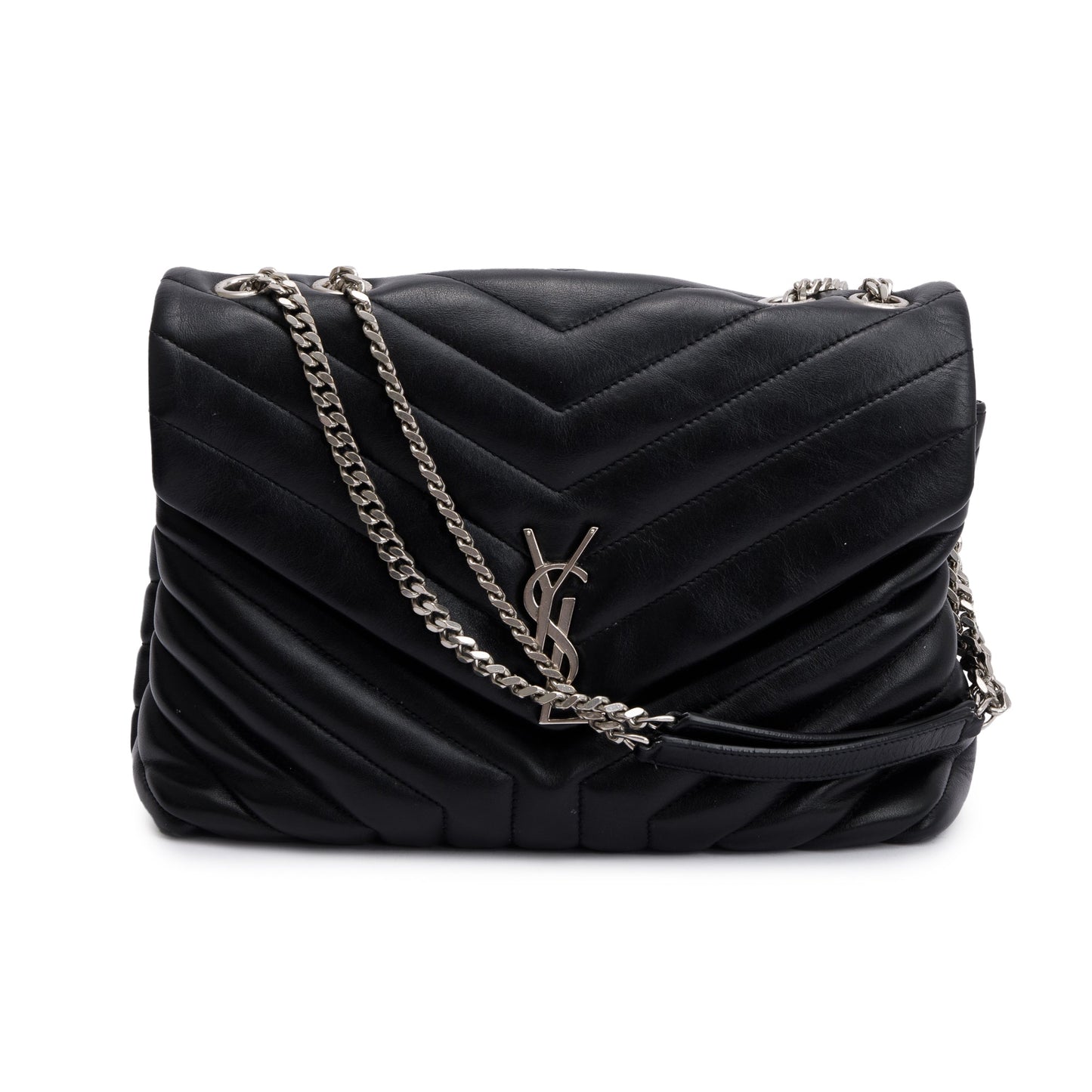 YSL Saint Laurent Calfskin Medium Loulou Shoulder Bag Leather Monogram