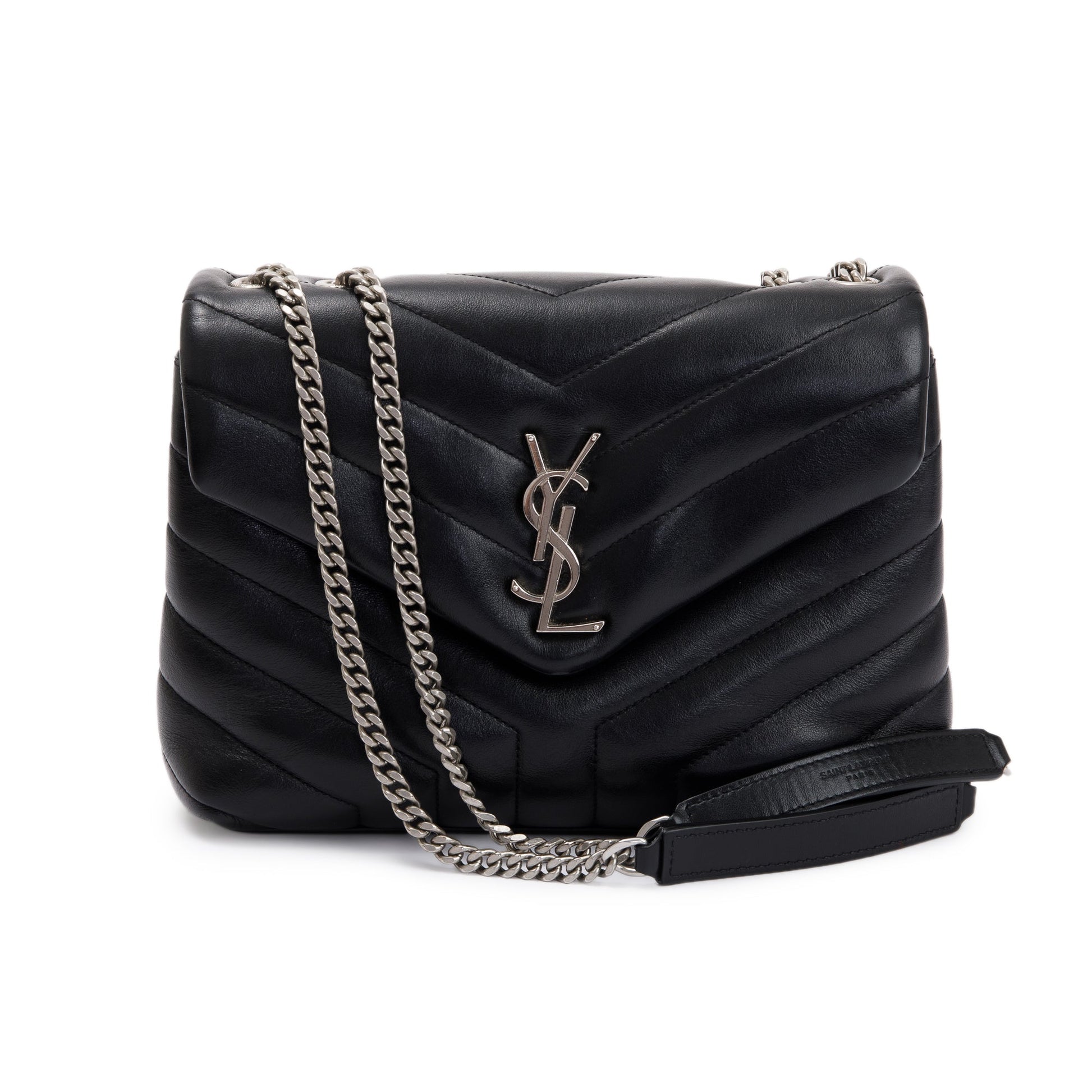 YSL Saint Laurent Chevron Small Loulou Shoulder Bag Leather Quilted