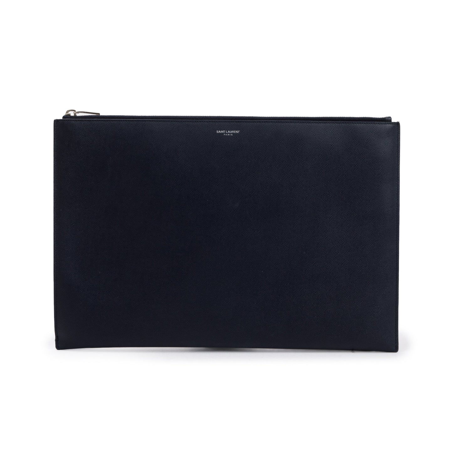 YSL Saint Laurent Grain De Poudre Zipped Document Holder Travel Leather Black Travel Bag