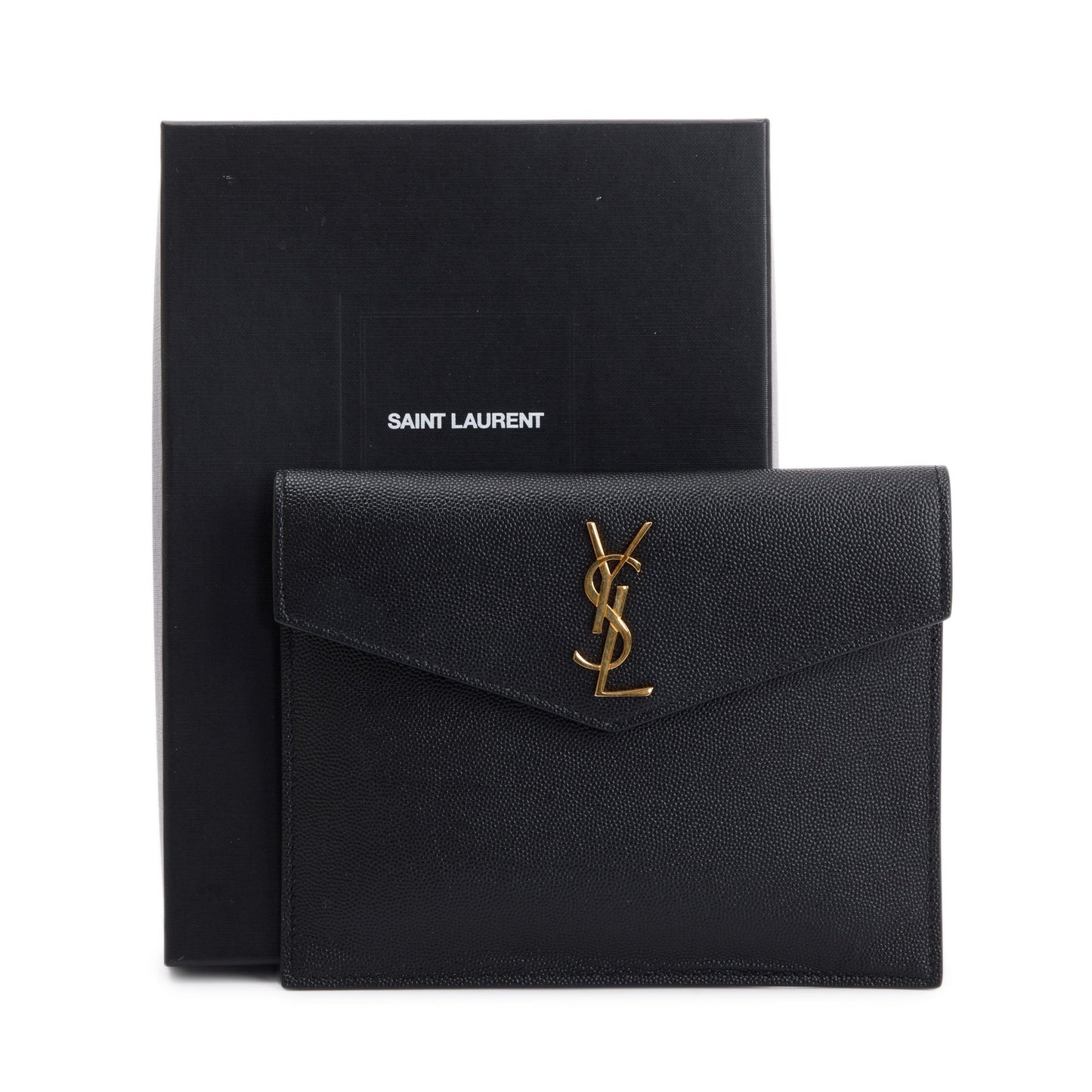 YSL Saint Laurent Grain De Poudre Uptown Baby Pouch Travel Monogram Black Travel Bag