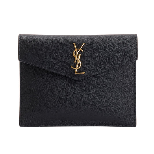 YSL Saint Laurent Grain De Poudre Uptown Baby Pouch Travel Monogram Black Travel Bag