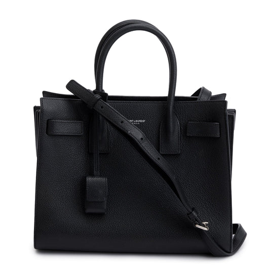 YSL Saint Laurent Grained Baby Sac De Jour Travel Bag Leather Black