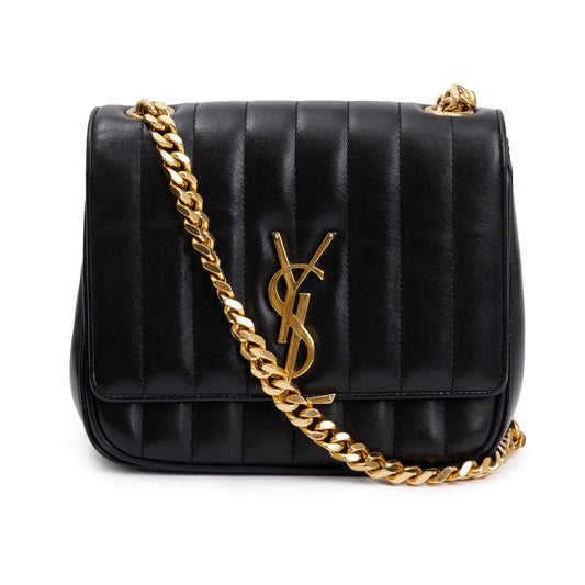 YSL Saint Laurent Lambskin Medium Vicky Chain Bag Matelasse Monogram Travel Bag