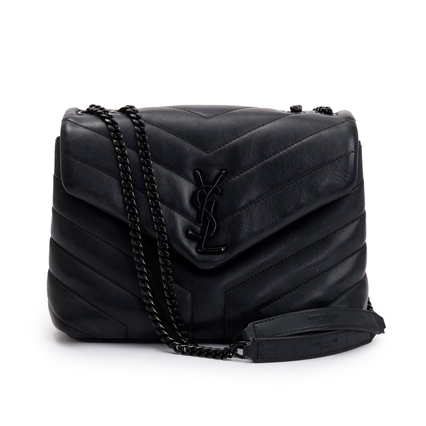 YSL Saint Laurent Loulou Chain Shoulder Bag Leather Black