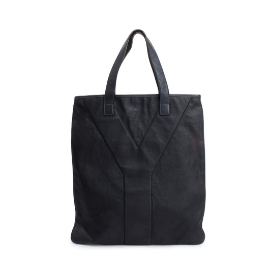 YSL Saint Laurent Stitch Tanger Shopping Tote Leather Black Tote Bag