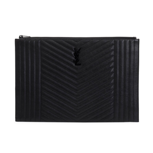 YSL Saint Laurent Mixed Classic Zipped Document Holder Travel Bag Matelasse Monogram