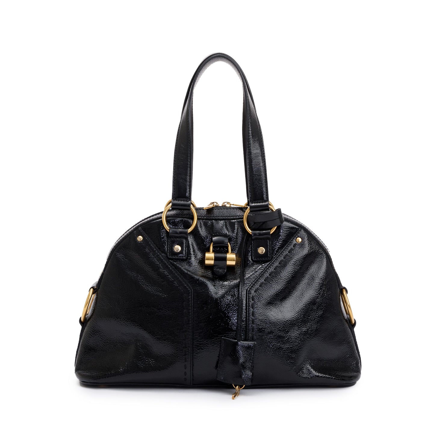 YSL Saint Laurent Patent Bag Leather Black Travel Bag Bag 45864