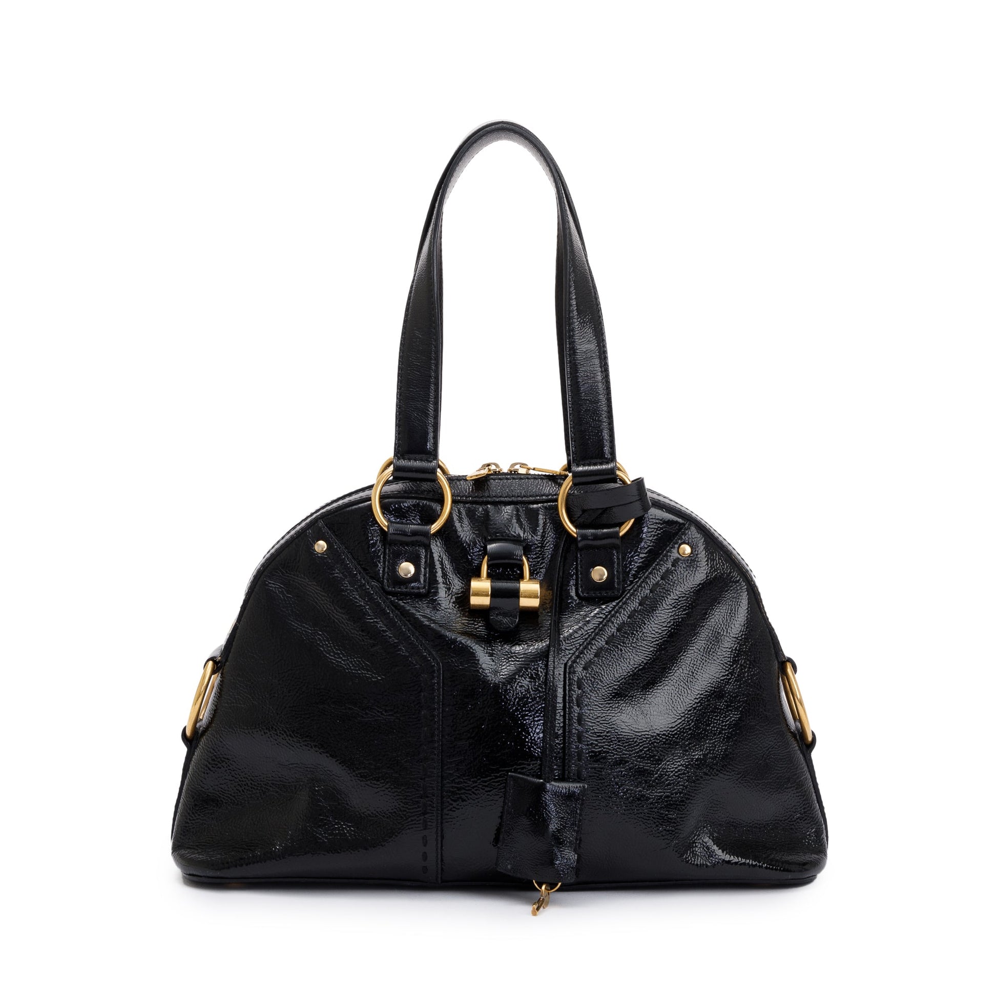 YSL Saint Laurent Patent Bag Leather Black Travel Bag Bag 45864