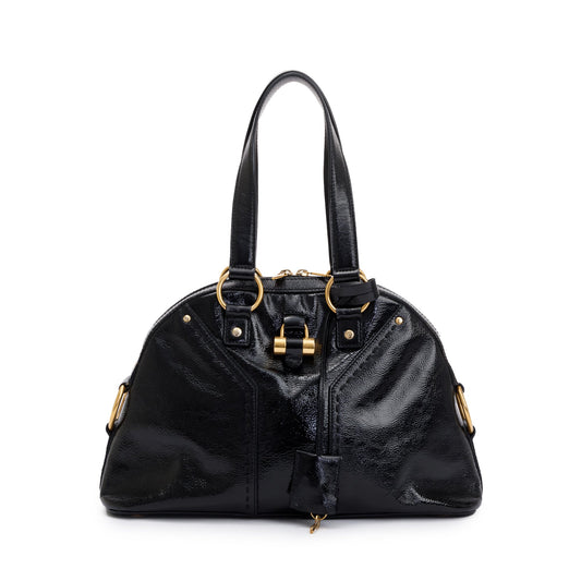 YSL Saint Laurent Patent Bag Leather Black Travel Bag Bag 45864