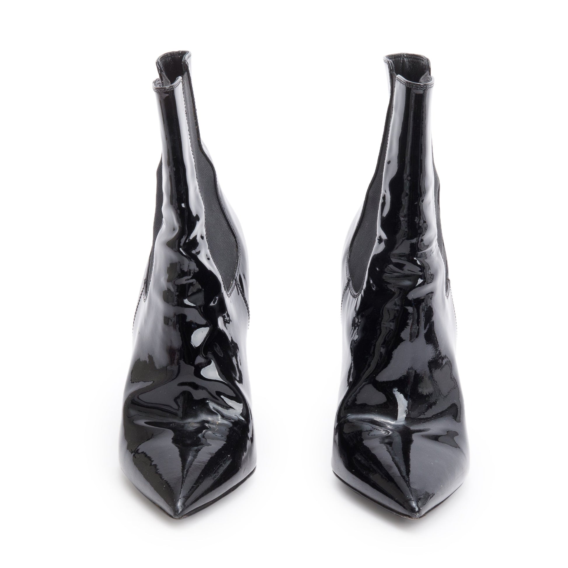 YSL Saint Laurent Patent Opyum Booties Size Travel Bag Leather Black Shoes