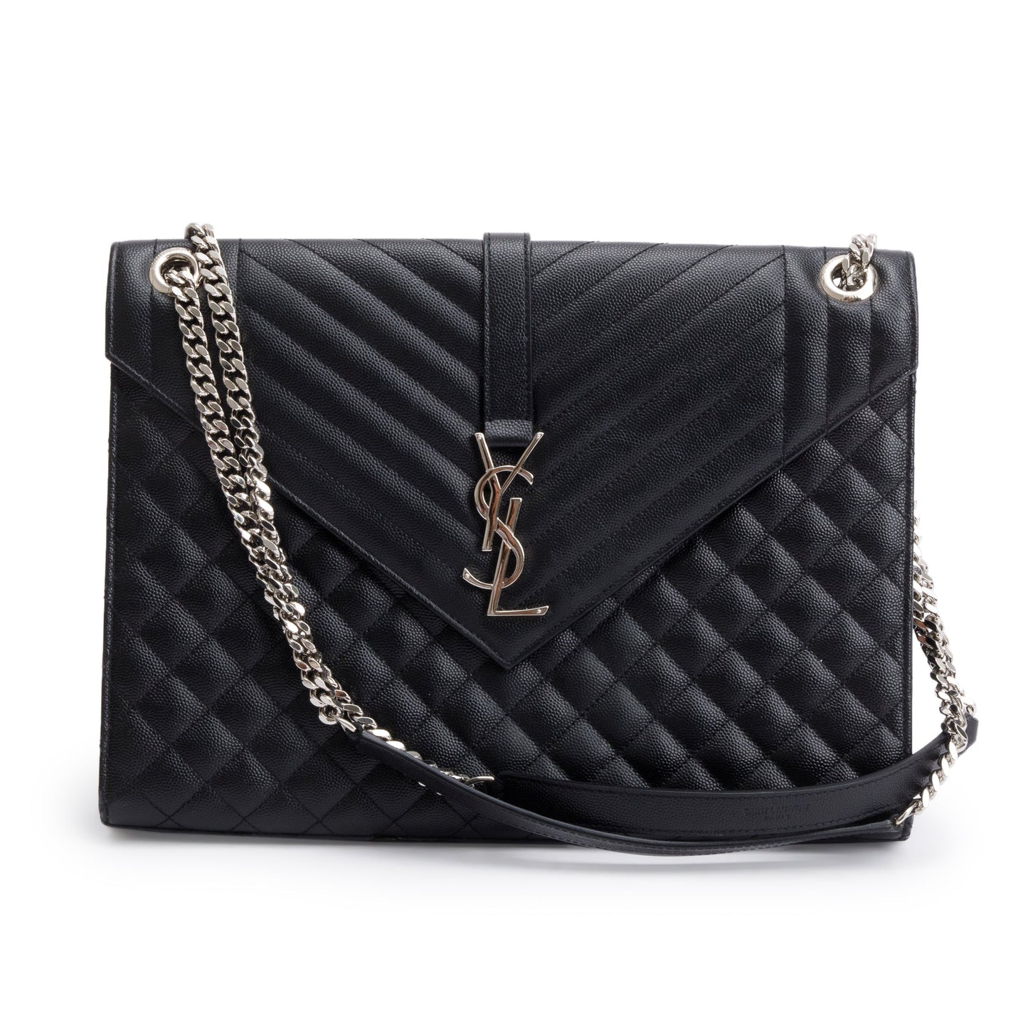 YSL Saint Laurent Grain De Poudre Large Envelope Chain Bag Leather Quilted Travel Bag