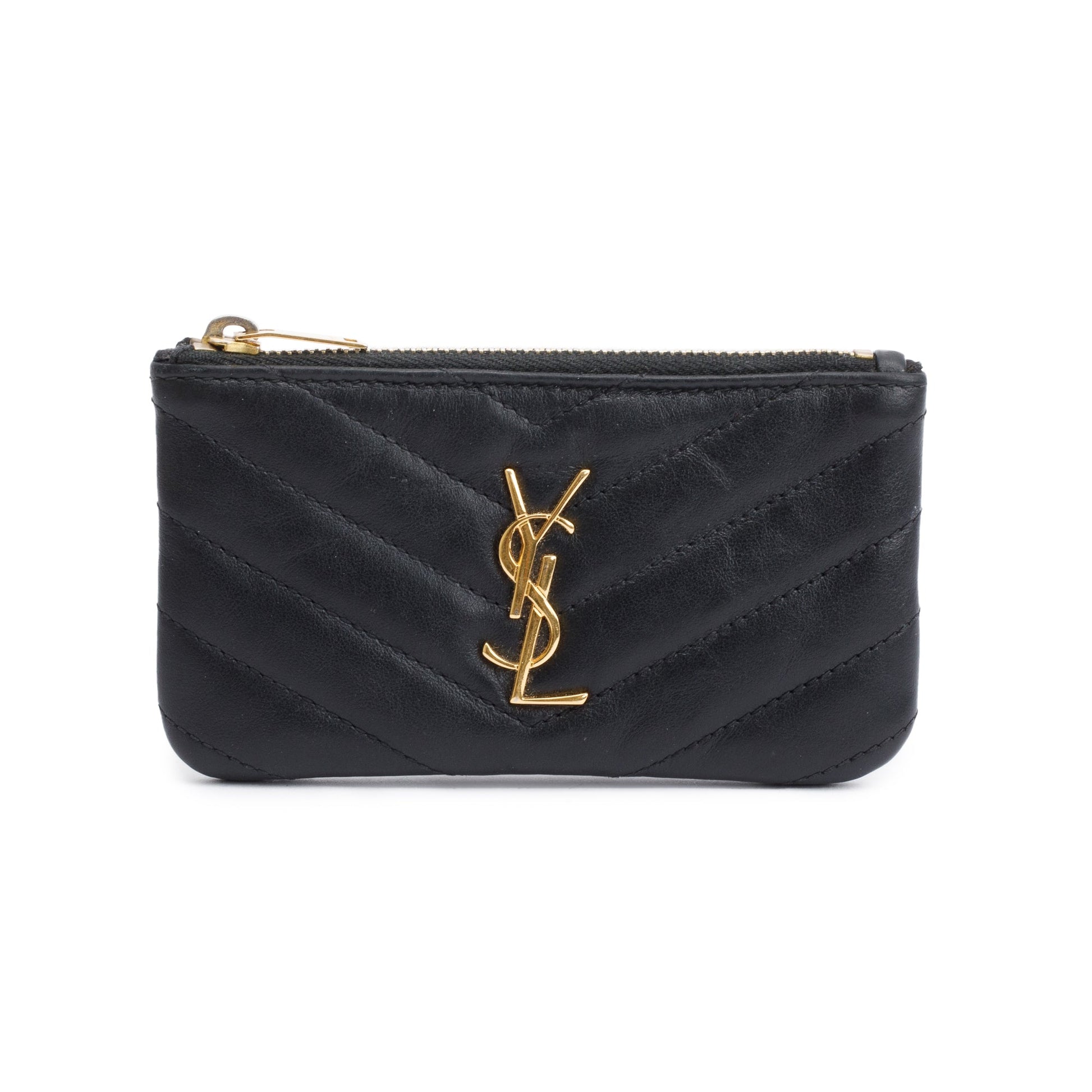 YSL Saint Laurent Smooth Cassandre Key Pouch Travel Bag Leather Matelasse