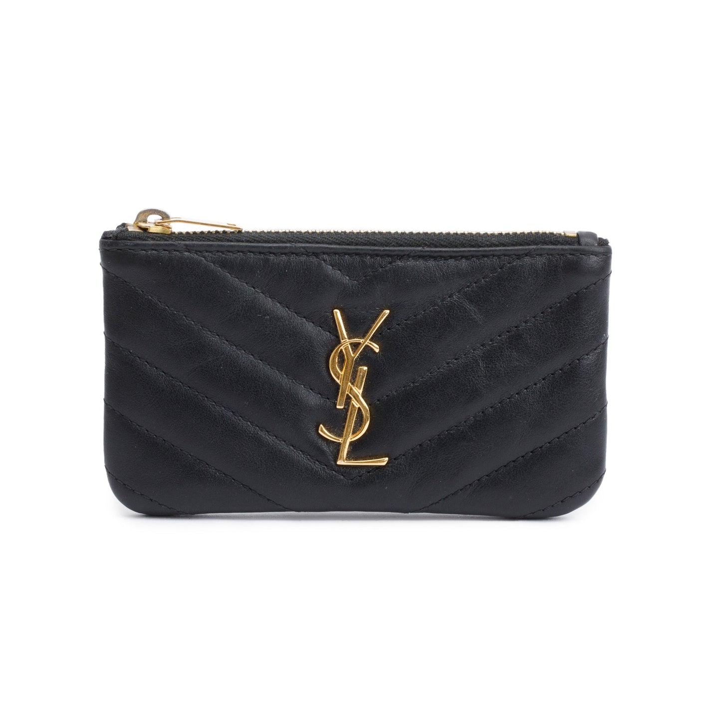 YSL Saint Laurent Smooth Cassandre Key Pouch Travel Bag Leather Matelasse