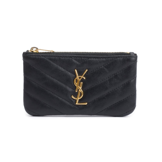 YSL Saint Laurent Smooth Cassandre Key Pouch Travel Bag Leather Matelasse