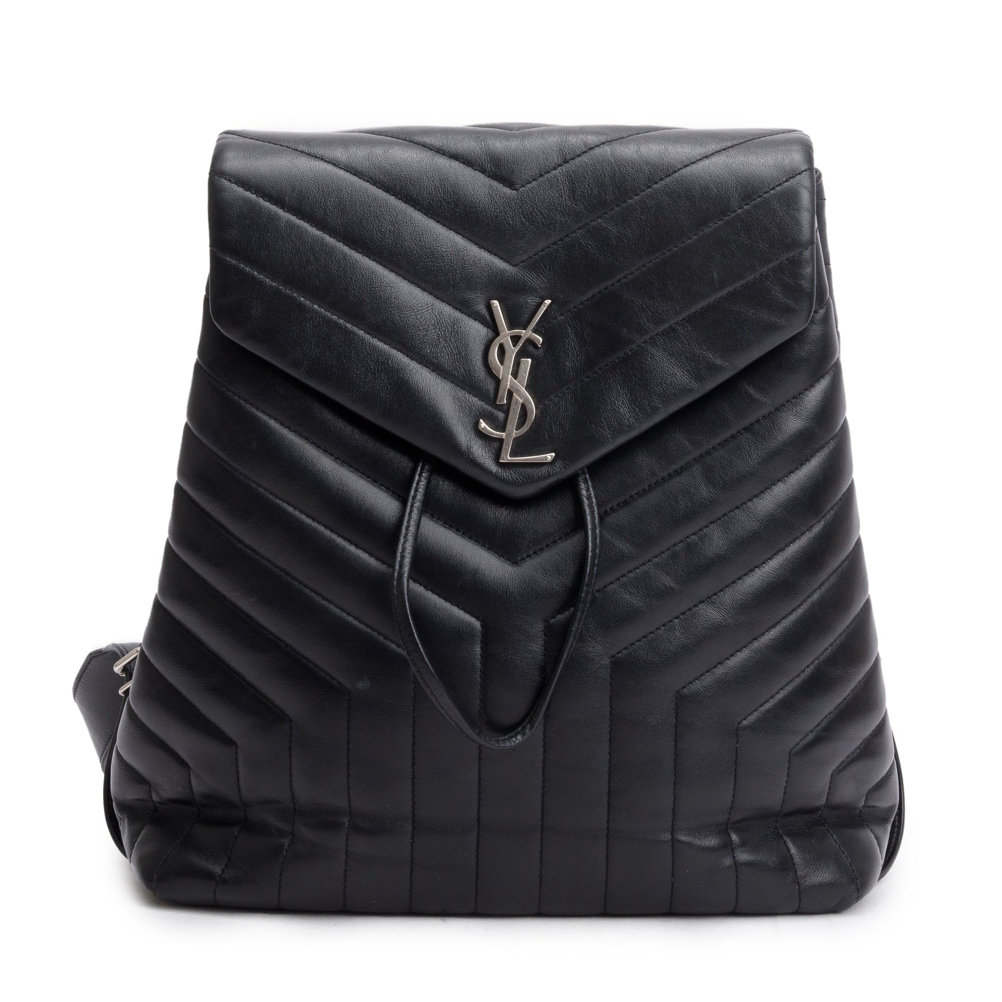 YSL Saint Laurent Calfskin Medium Loulou Backpack Leather Quilted