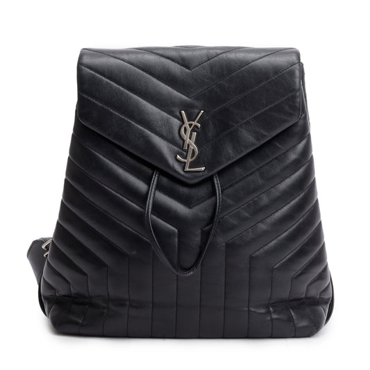 YSL Saint Laurent Calfskin Medium Loulou Backpack Leather Quilted