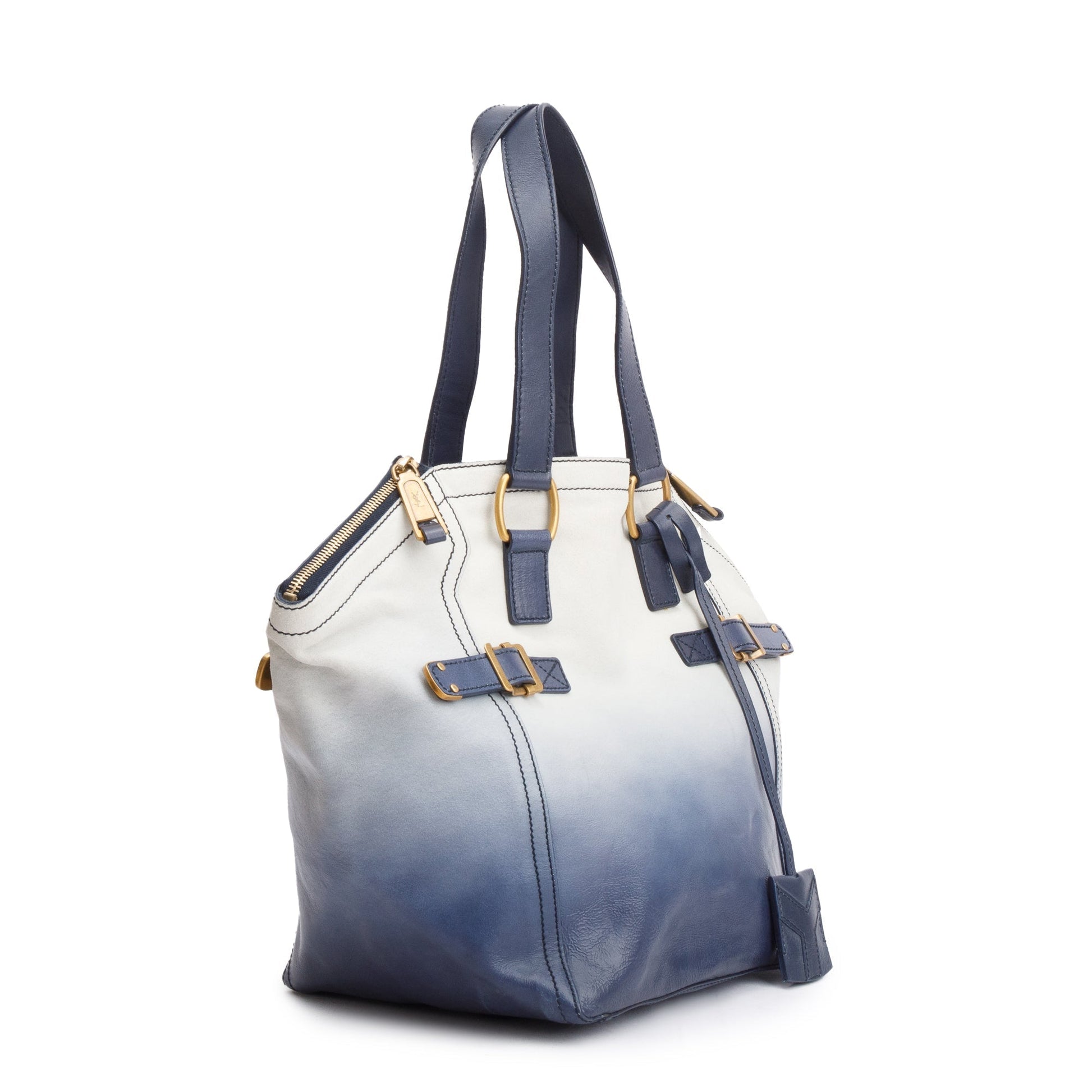 YSL Saint Laurent Ombre Downtown Tote Leather Blue Tote Bag