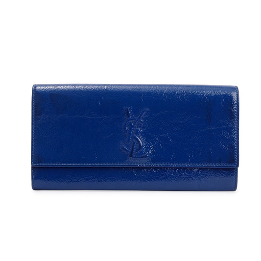 YSL Saint Laurent Patent Belle De Jour Clutch Leather Blue Clutch Bag