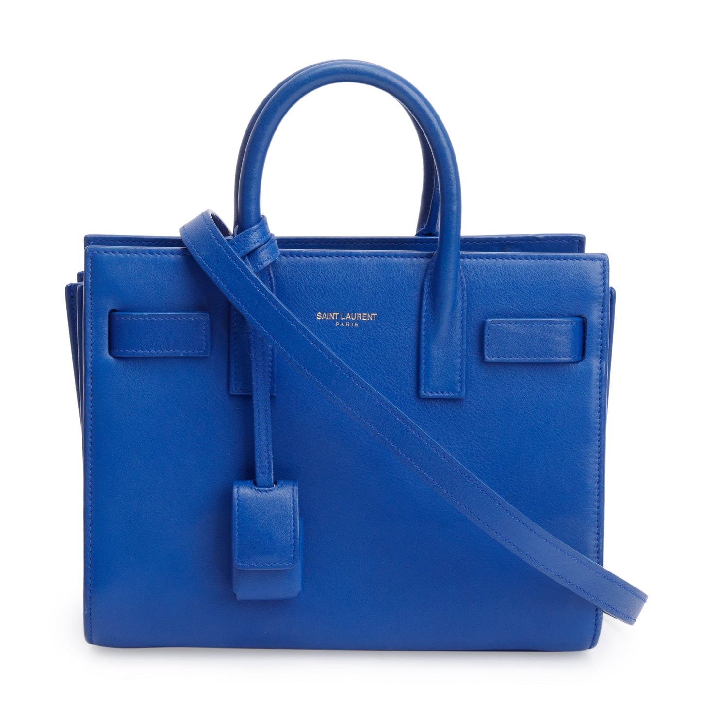 YSL Saint Laurent Smooth Nano Sac De Jour Travel Bag Leather Blue