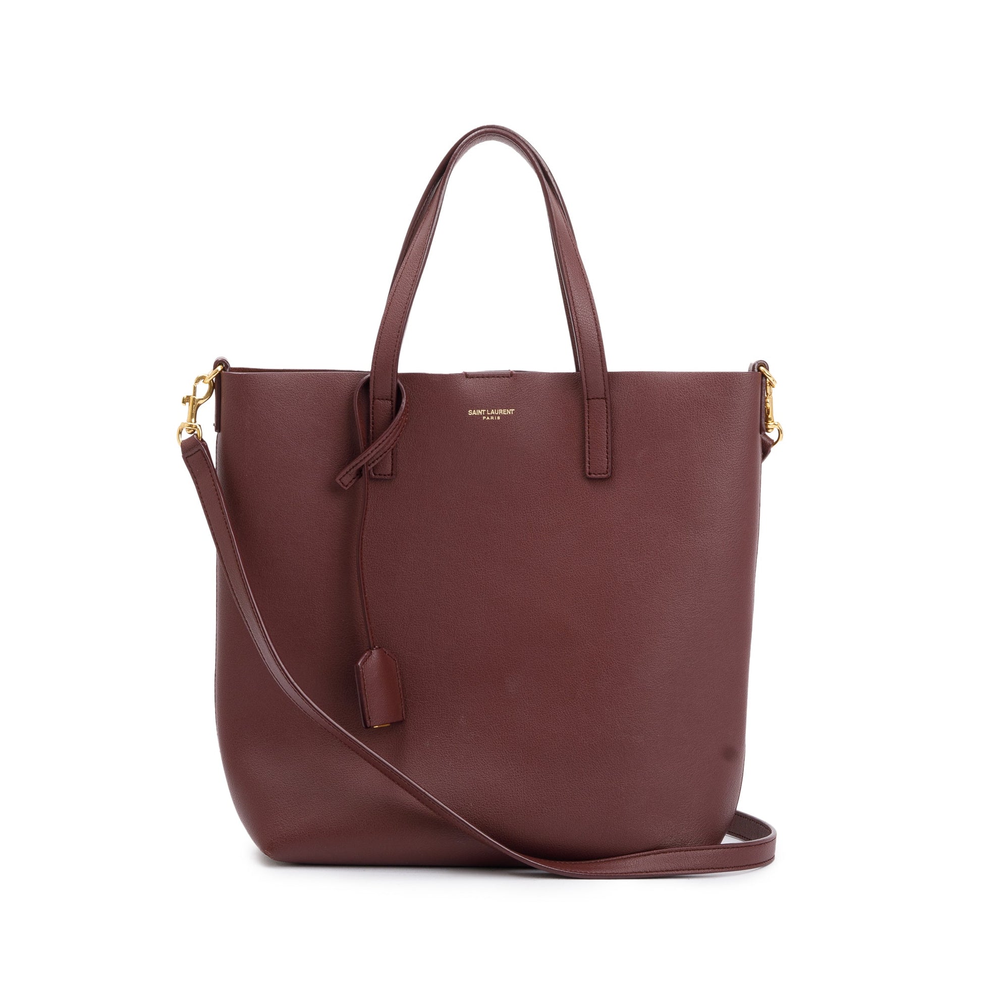 YSL Saint Laurent Burgandy Toy Shopping Tote Leather Tote Bag
