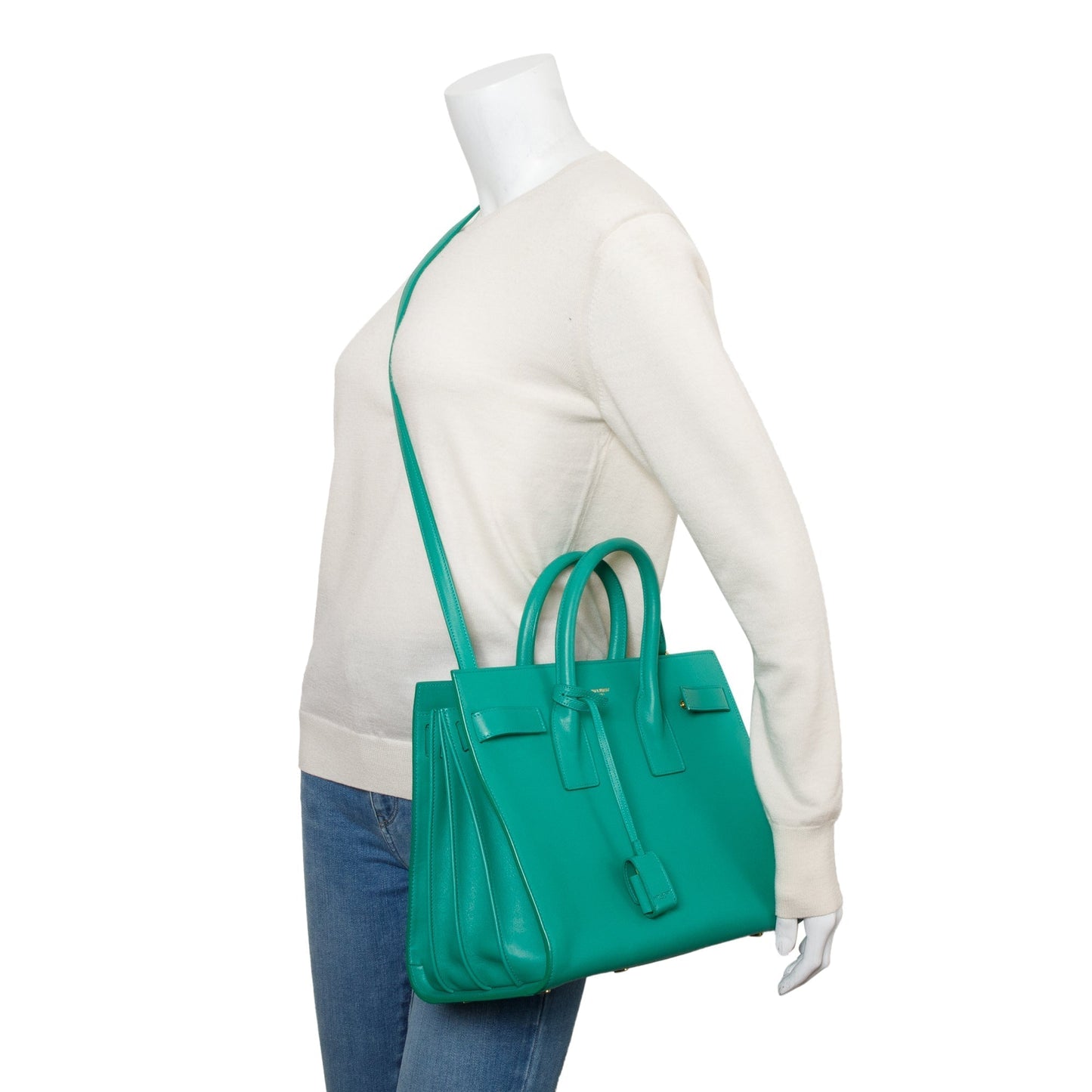 YSL Saint Laurent Sac De Jour Travel Bag Leather Green