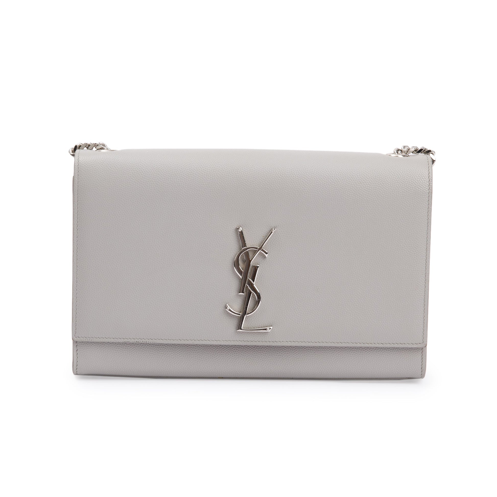 YSL Saint Laurent Grey Grain De Poudre Kate Bag Leather Medium Travel Bag