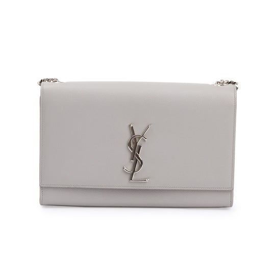 YSL Saint Laurent Grey Grain De Poudre Kate Bag Leather Medium Travel Bag