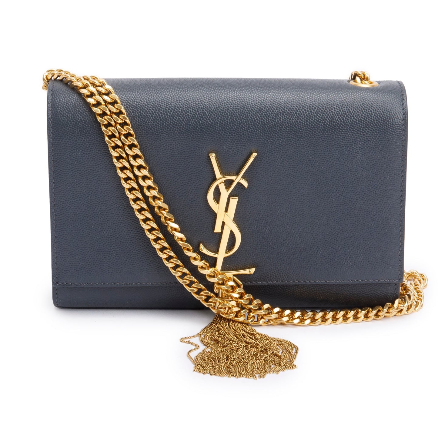 YSL Saint Laurent Grey Grain De Poudre Kate Bag Leather Monogram Travel Bag