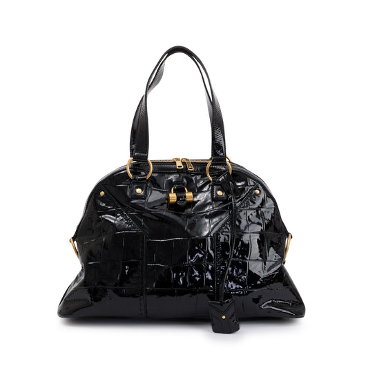 YSL Saint Laurent Patent Bag Leather Black Travel Bag