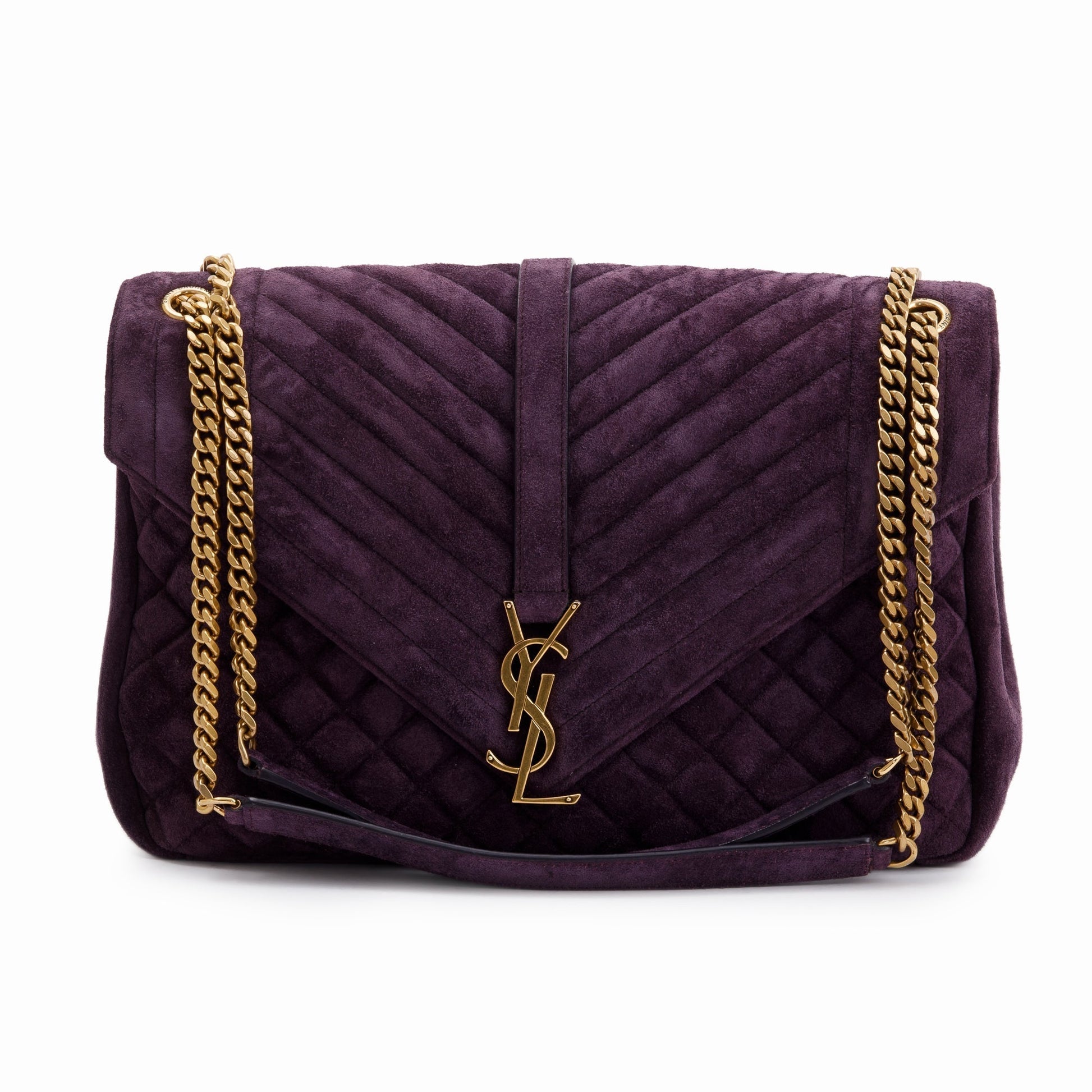YSL Saint Laurent Purple Envelope Chain Bag Suede Monogram Travel Bag