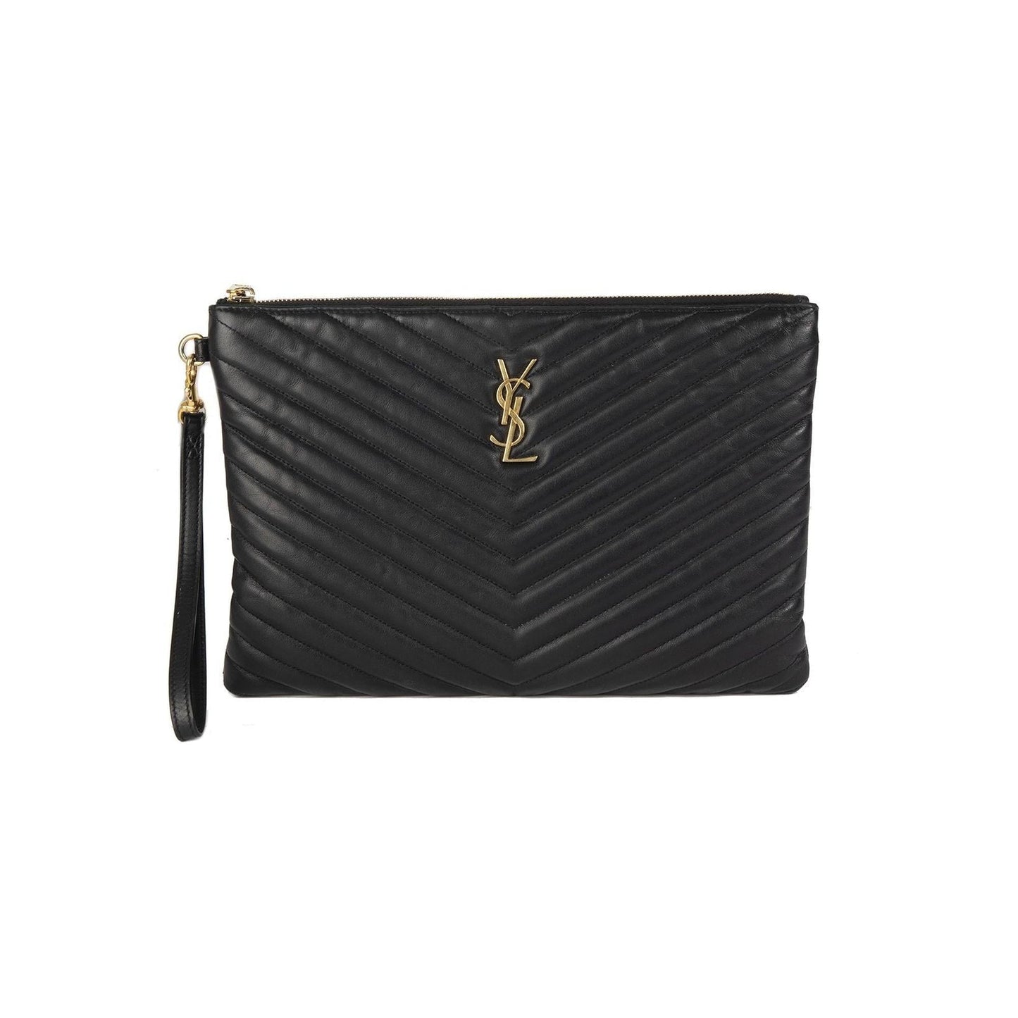 YSL Saint Laurent Wristlet Pouch Travel Bag Matelasse Monogram