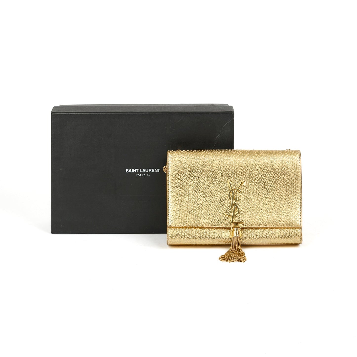 YSL Saint Laurent Python Embossed Kate Tassel Bag Monogram Medium Travel Bag