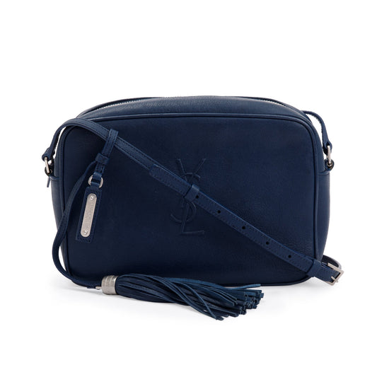 YSL Saint Laurent Navy Calfskin Lou Camera Bag Leather Small Crossbody Bag