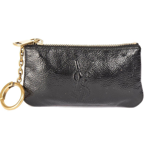 YSL Saint Laurent Patent Key Pouch Travel Bag Leather