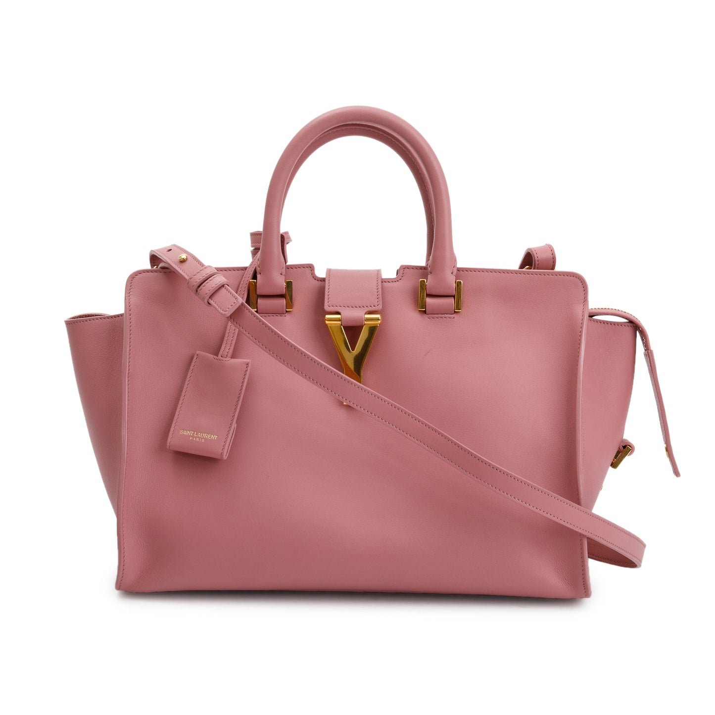 YSL Saint Laurent Calfskin Cabas Tote Bag Leather Pink
