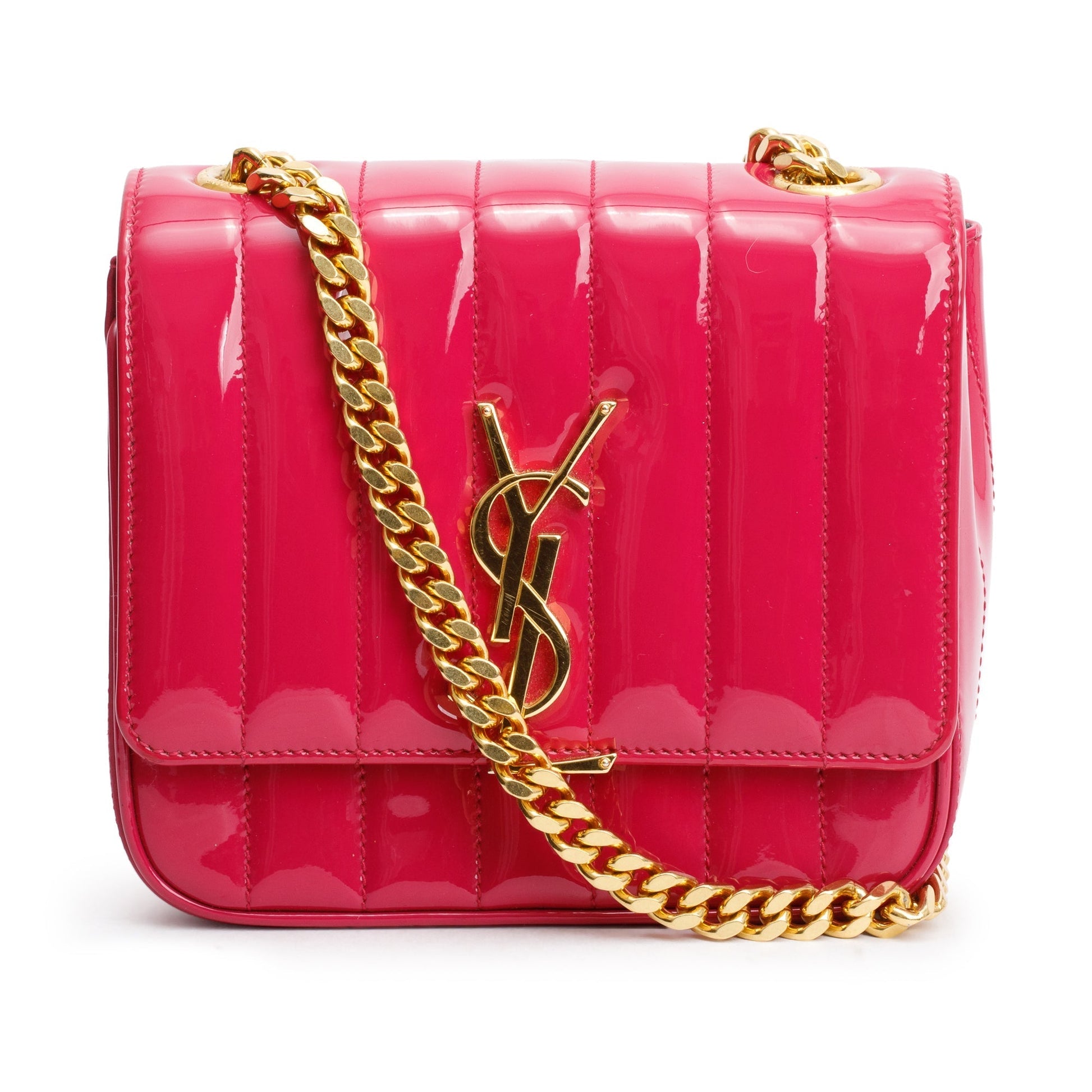 YSL Saint Laurent Patent Small Vicky Chain Bag Leather Monogram Travel Bag