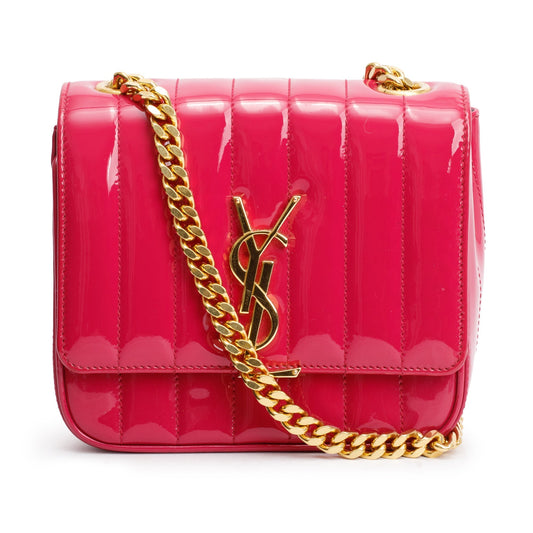 YSL Saint Laurent Patent Small Vicky Chain Bag Leather Monogram Travel Bag