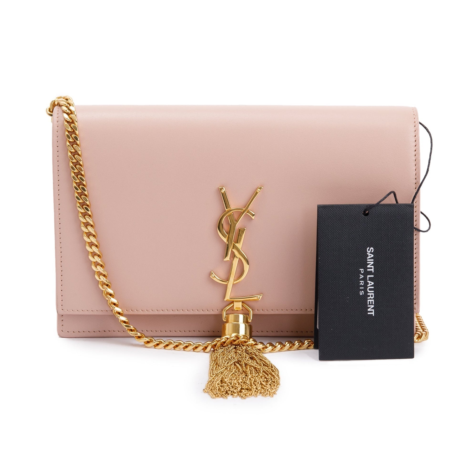 YSL Saint Laurent Smooth Calfskin Small Classic Kate Tassel Chain Leather Monogram Travel Bag Box 46698