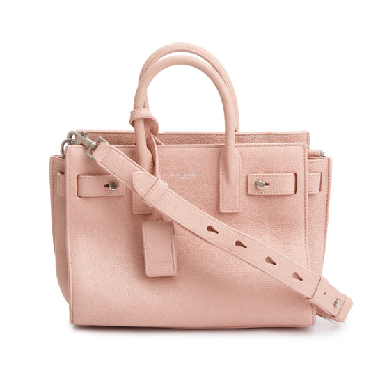 YSL Saint Laurent Supple Calfskin Nano Sac De Jour Travel Leather Pink Travel Bag