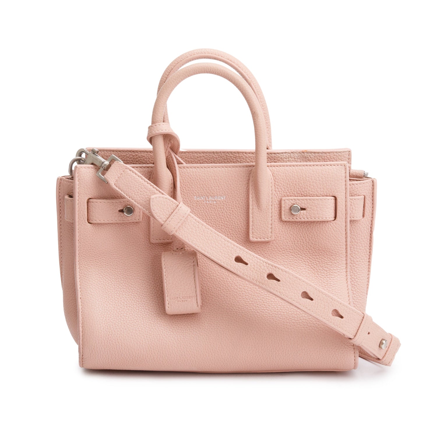 YSL Saint Laurent Supple Calfskin Nano Sac De Jour Travel Leather Pink Travel Bag
