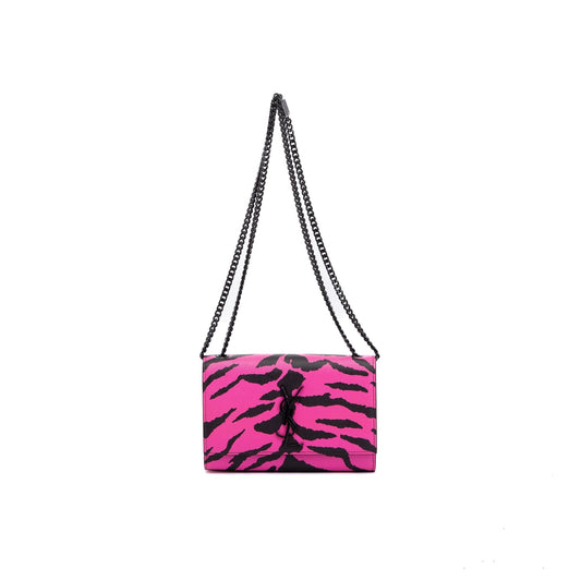 YSL Saint Laurent Zebra Print Kate Bag Monogram Pink Travel Bag