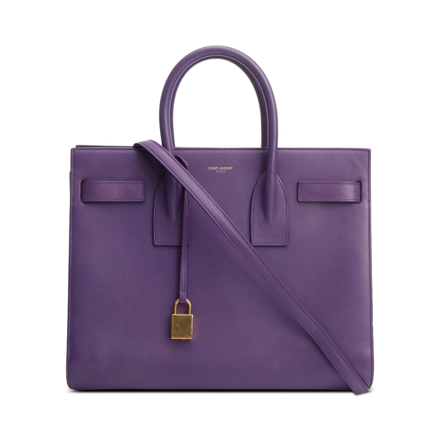 YSL Saint Laurent Purple Calfskin Sac De Jour Travel Bag Leather Small