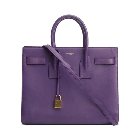 YSL Saint Laurent Purple Calfskin Sac De Jour Travel Bag Leather Small