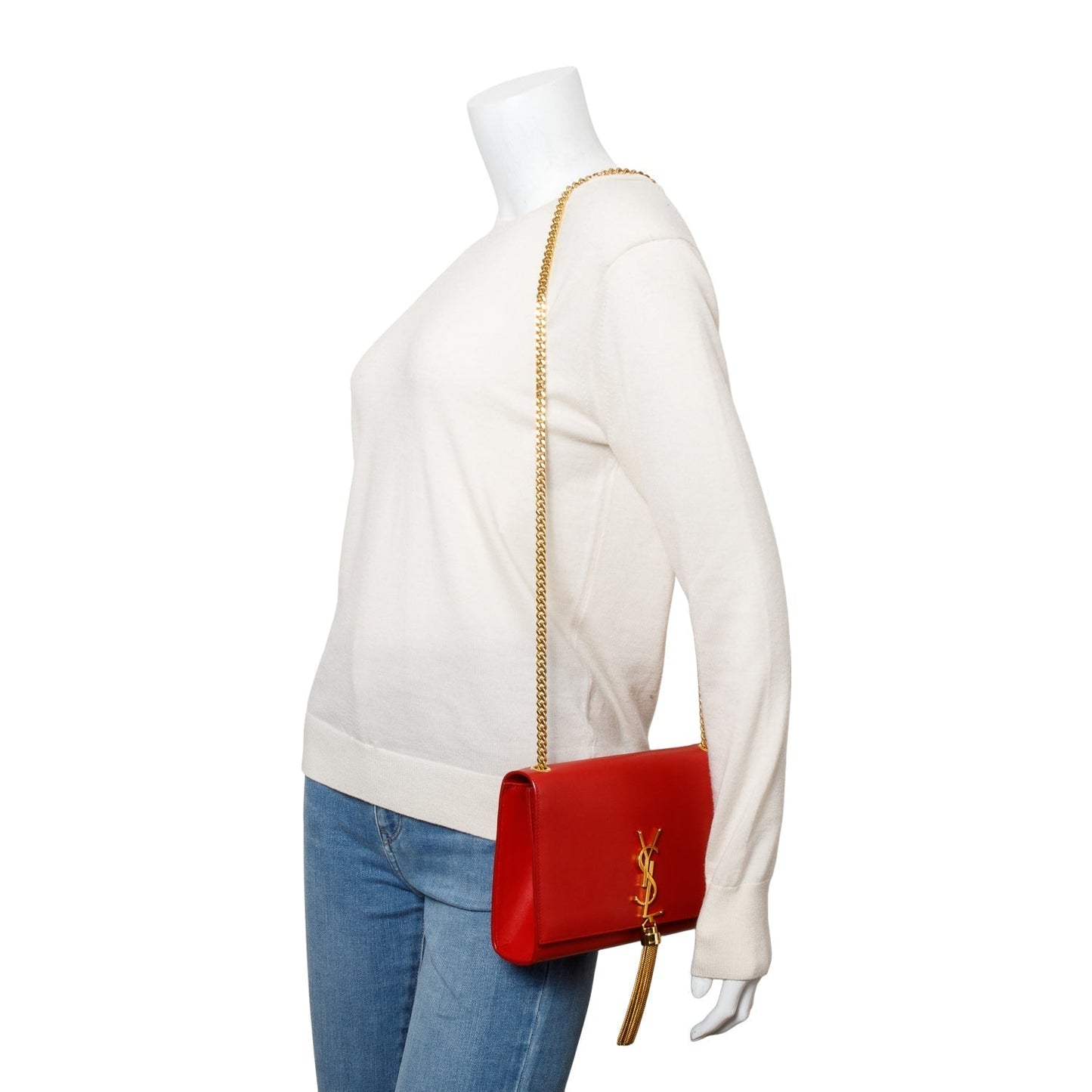 YSL Saint Laurent Smooth Kate Tassel Bag Leather Red Travel Bag