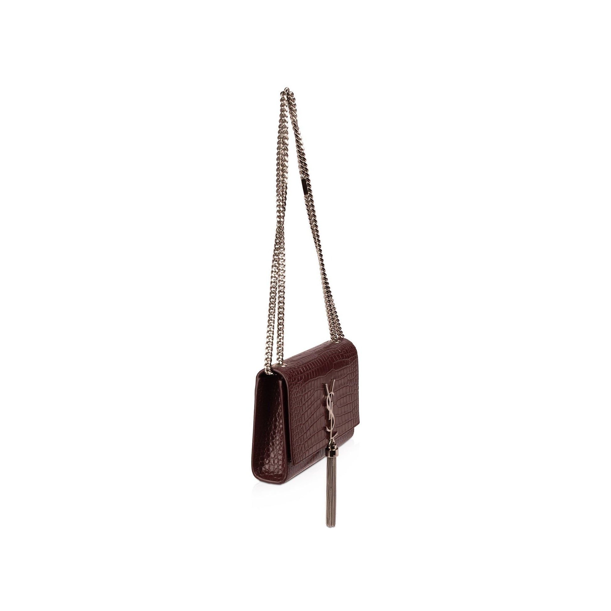 YSL Saint Laurent Croc Embossed Kate Tassel Bag Small Chain Travel Bag