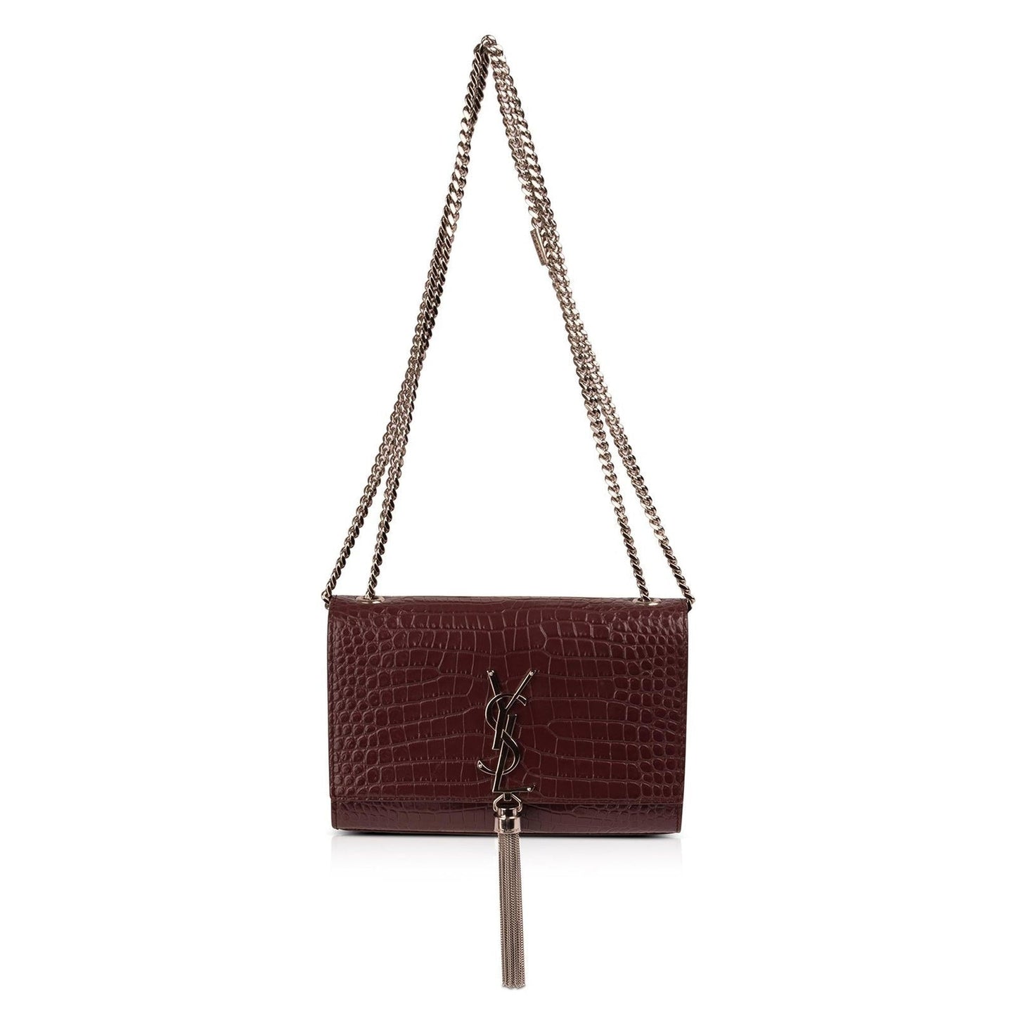 YSL Saint Laurent Croc Embossed Kate Tassel Bag Small Chain Travel Bag