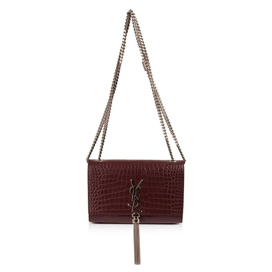 YSL Saint Laurent Croc Embossed Kate Tassel Bag Small Chain Travel Bag