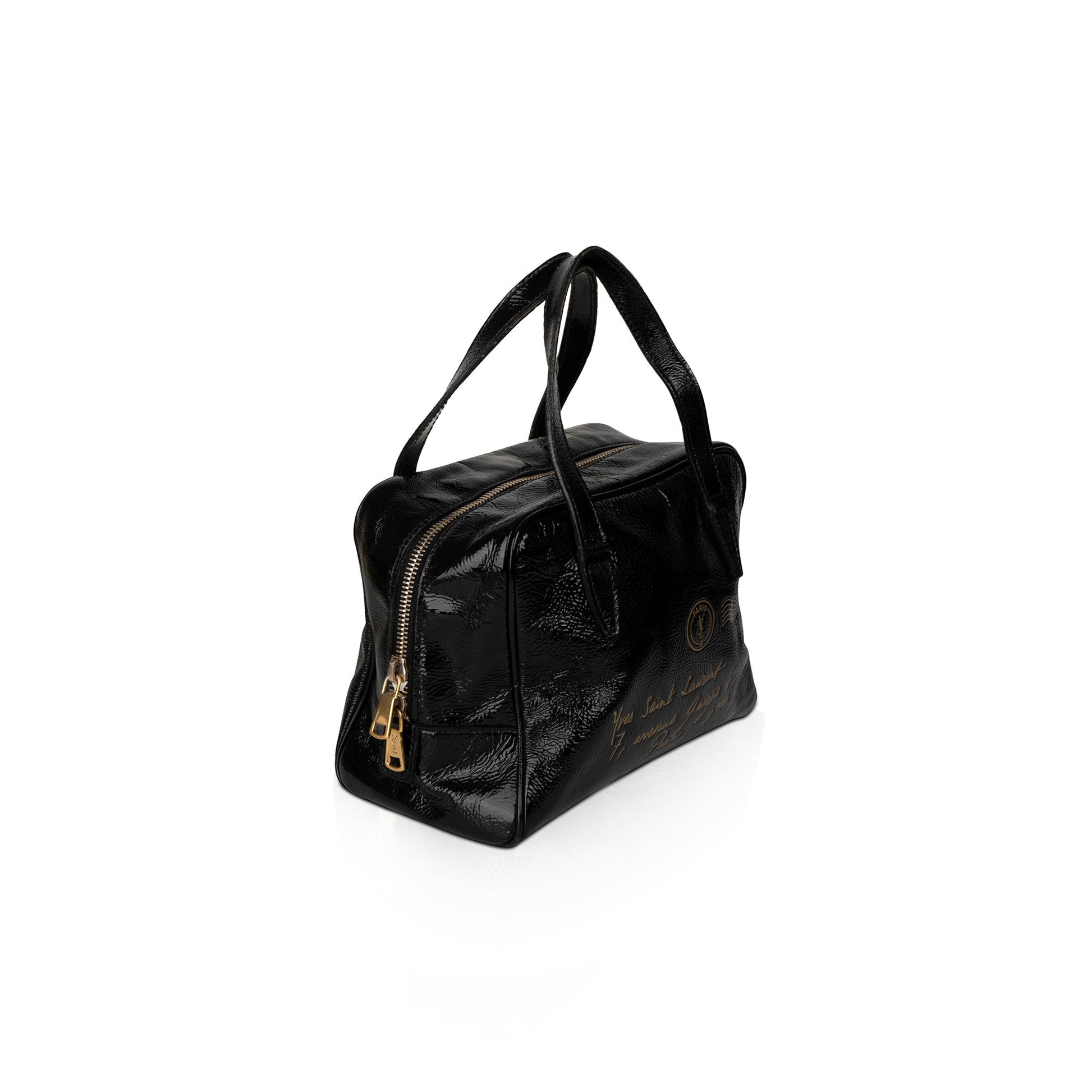 YSL Saint Laurent Mail Patent Handle Bag Leather Travel Bag