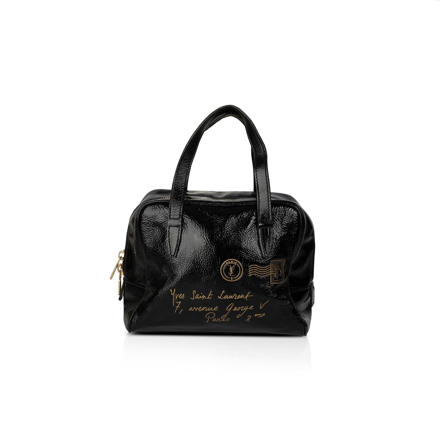 YSL Saint Laurent Mail Patent Handle Bag Leather Travel Bag